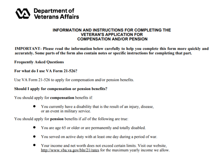 VA Form 21 526 Printable Fillable In PDF VA Form