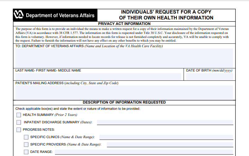 VA Form 10 5345A VA Form