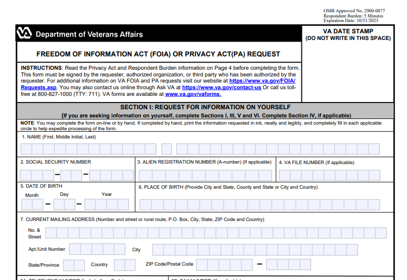 VA Form 20-10206 Printable, Fillable in PDF