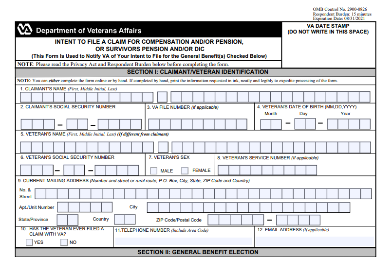 VA Form 21-0966 Printable, Fillable in PDF