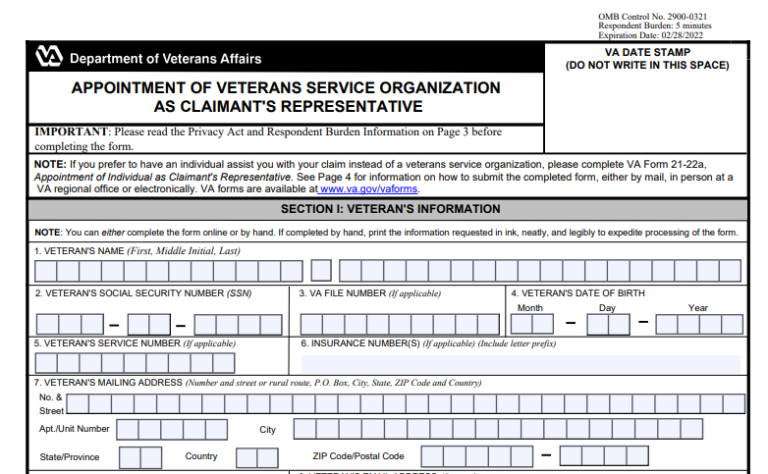 VA Form 21-22 | VA Form