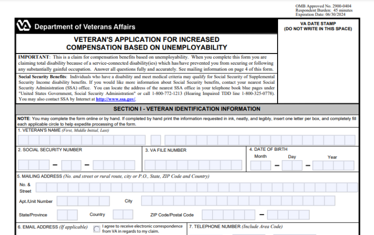 Va Form 21 8940 PDF VA Form