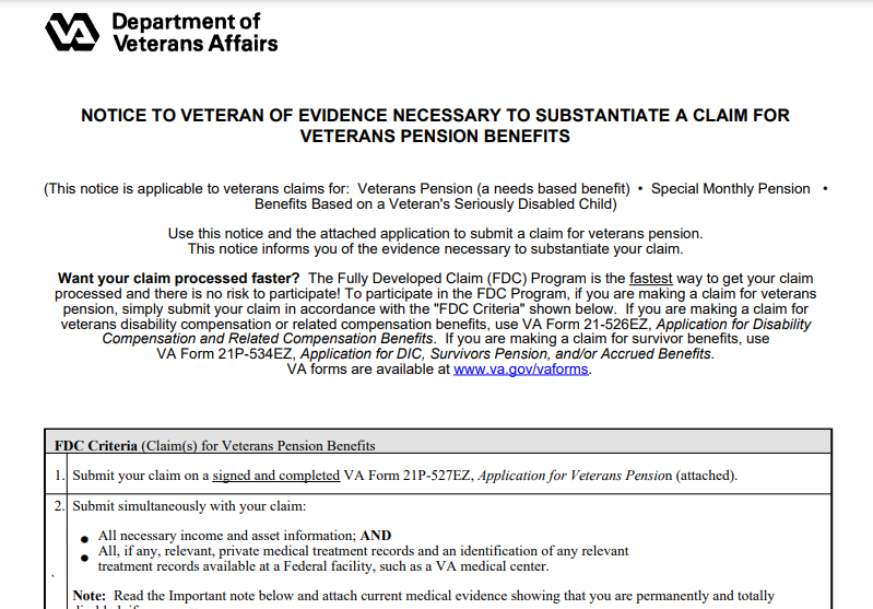 VA Form 21P-527EZ Printable, Fillable in PDF