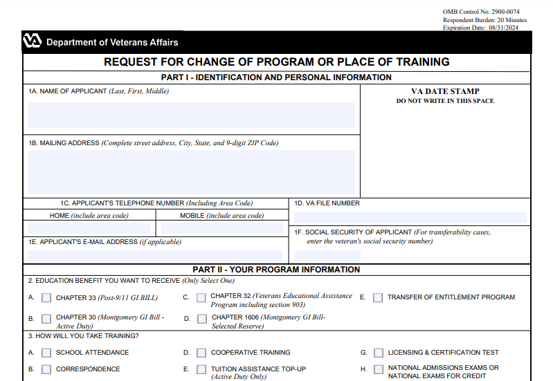VA Form 22-1995 Printable, Fillable in PDF