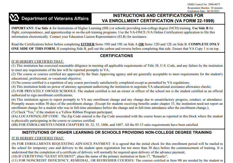 VA Form 22-1999 Printable, Fillable in PDF