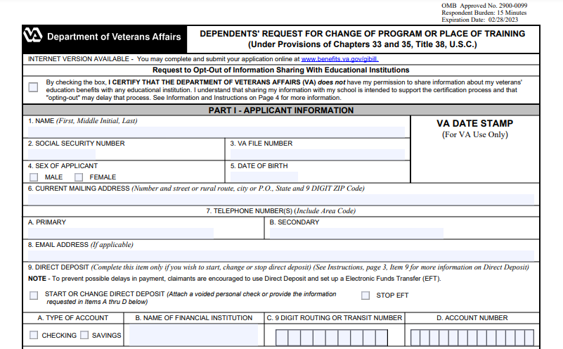 VA Form 22-5495 Printable, Fillable in PDF