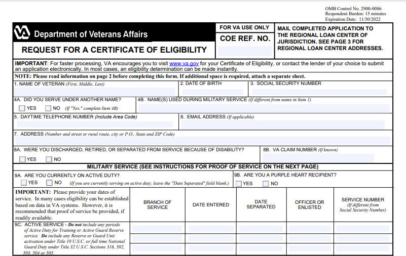 VA Form 26 1880 Printable VA Form