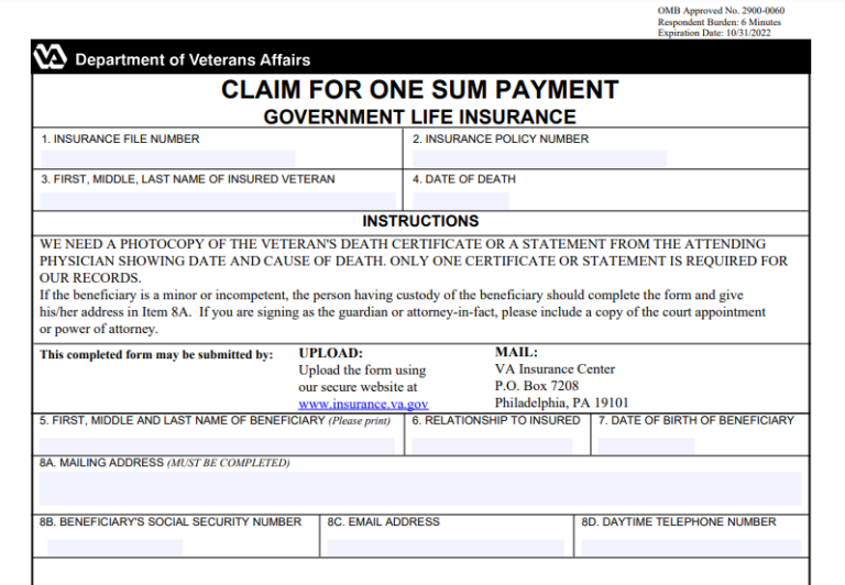 VA Life Insurance Claim Form VA Form VA Life Insurance Claim Form VA Form