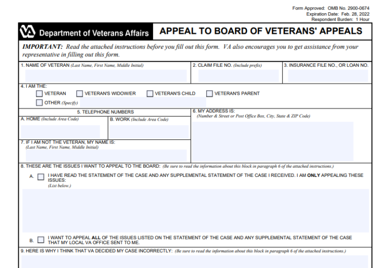 Fillable VA Form 9 Claim | VA Form