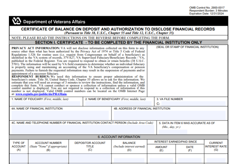 Va Fiduciary Form 21 4718a Va Form 2978