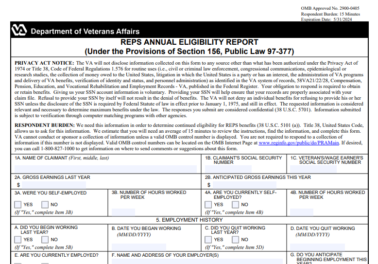 Va Form 21 8940 Printable VA Form