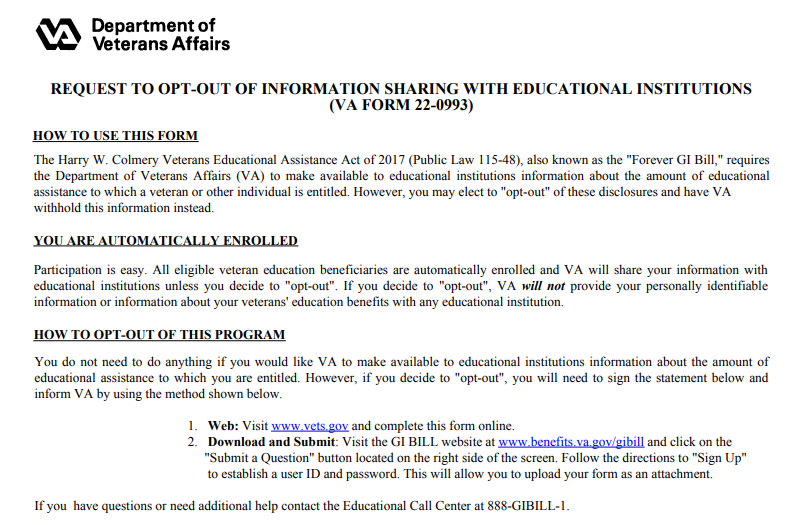 VA Form 22-0993 Printable, Fillable in PDF