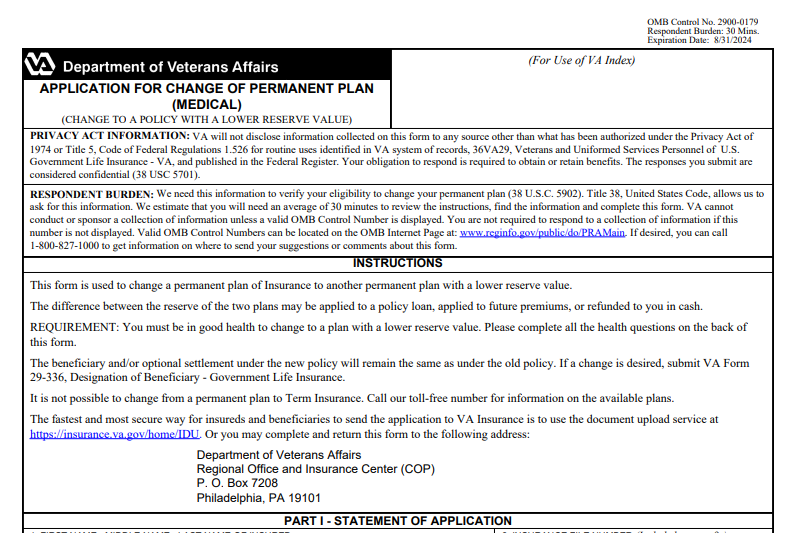 VA Form 29-1549 Printable, Fillable in PDF