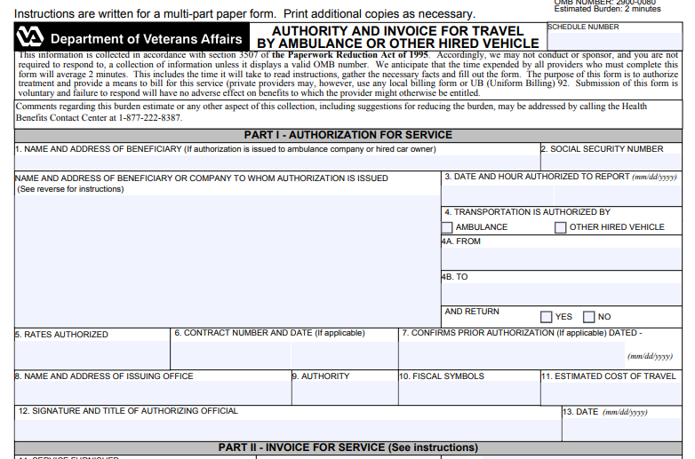 VA Form 10-2511 Printable, Fillable in PDF