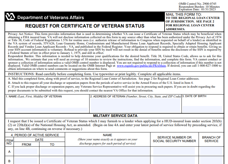 VA Form 26-8261a Printable, Fillable in PDF