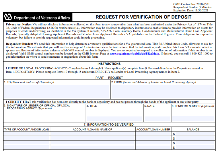 VA Form 26-8497a Printable, Fillable in PDF