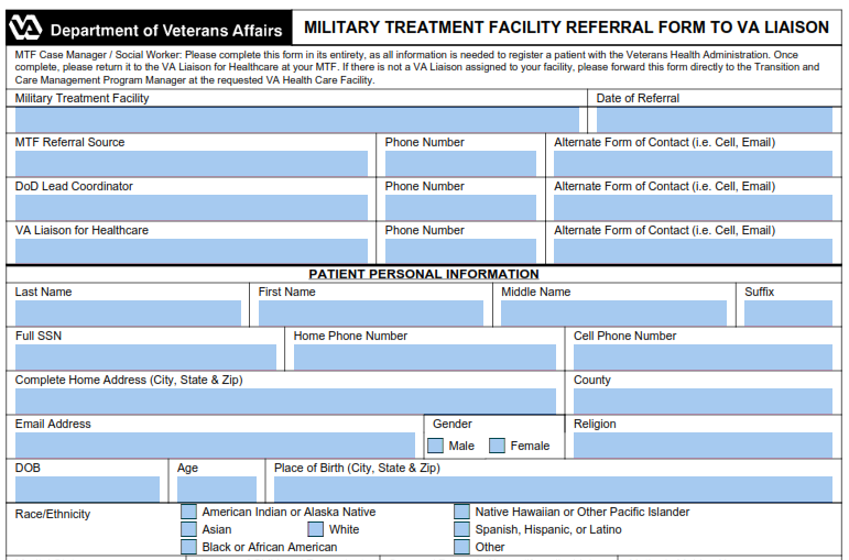 Va Referral Form 10 0454 Va Form 8769